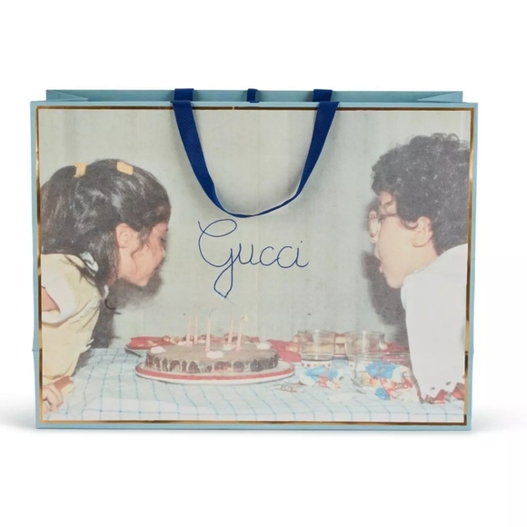 Gucci Birthday Cake & Candles Gift Shopping Bag 19 x 14 x 6.5 AUTHENTIC RARE - Picture 1 of 3